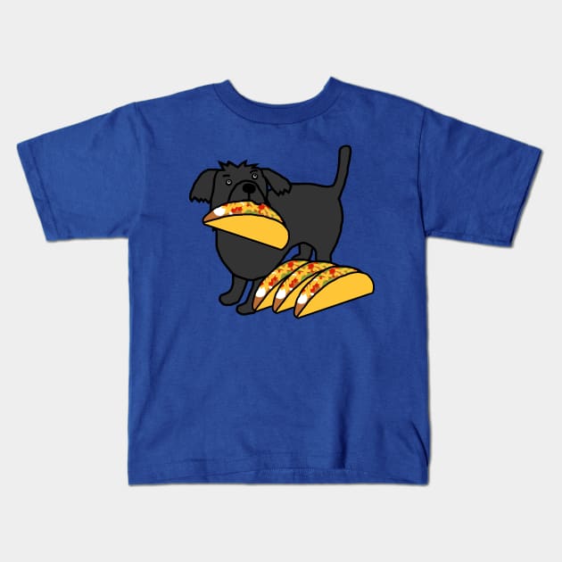 Animals with Food Cute Dog Eats Tacos Kids T-Shirt by ellenhenryart